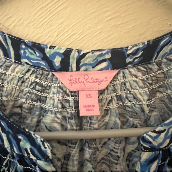 Lilly Pulitzer Essie Top in High Tide Blue Conch Shell Print Sz XS - Picture 4 of 4